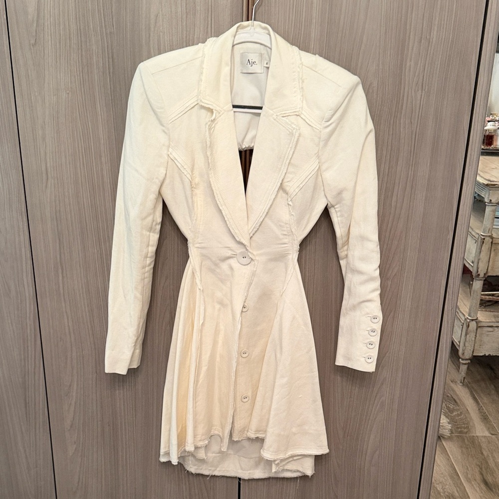 Aje Cream Tailored Blazer Dress Jacket
